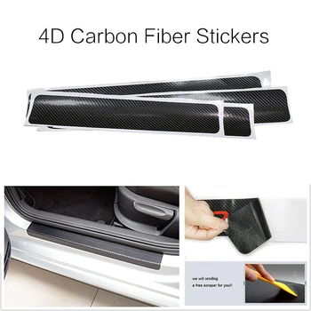 5ШТ 4D наклейка из углеродного волокна для автомобиля, самоклеящаяся защитная лента, авто дверной порог, боковое зеркало, лента от царапин, водонепроницаемая защита