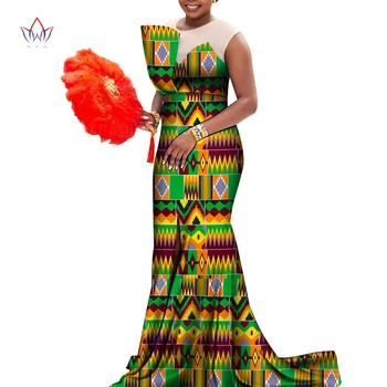 Bintarealwax Плюс Размер Африканские Платья для Женщин Дашики Плюс Размер Анкара Одежда Без рукавов в стиле Пэчворк Женское Вечернее Платье WY9180