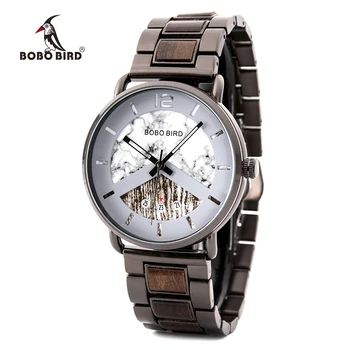 BOBO BIRD Metal Wood Watch for Man's Quartz Male Wristwatch Men мужские кварцевые наручные часы uhren herren Dropship