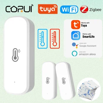 CORUI Tuya ZigBee WiFi Умный датчик температуры и влажности Поддержка поролона Приложение Smart Life Alexa Google Home Assistant