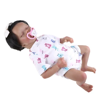 HX5D 49 см Реалистичная кукла С закрытыми глазами, Спящая девочка, Мягкий виниловый силиконовый ребенок Темно-коричневого цвета кожи, Милый новорожденный мальчик, игрушка в подарок для