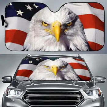 INSTANTARTS Cool Eagle Американский Флаг Авто Солнцезащитные козырьки от ультрафиолета и высокой температуры Авто Солнцезащитный козырек от переднего лобового стекла Прочные автомобильные аксессуары Подарок
