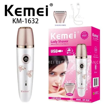Kemei KM-1632 Женская бритва для чистки тела, Женская водонепроницаемая бритва Для удаления волос, Эпилятор 2 в 1