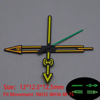 NH35 Стрелки Цветных Часов Стрелка Указателя для NH36 NH35 4R 7s Механизм с Автоподзаводом Зеленые Суперсветящиеся Часы Seiko Заменяют Деталь