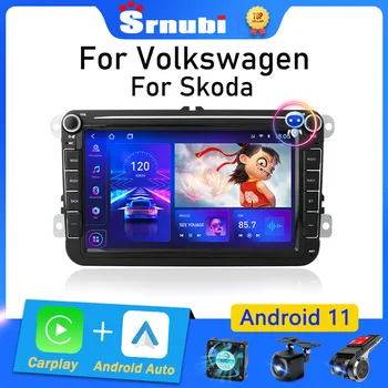 Srnubi 2 Din Android 11 Автомобильный Радио Мультимедийный Плеер для Volkswagen VW Polo Golf Passat B7 Skoda Seat 2din GPS Аудио Стерео DVD