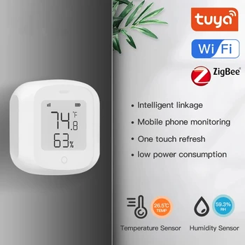 Tuya WiFi ZigBee Датчик температуры и влажности Умный дом Автоматизация термометр ЖК цифровой дисплей Работает с Alexa Google