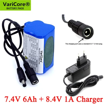 VariCore Protect 7,4 В 6000 мАч 8,4 В 18650 литий-ионный Аккумулятор велосипедные фары Головной фонарь специальный аккумулятор DC 5,5 *2,1 мм + зарядное устройство 1A