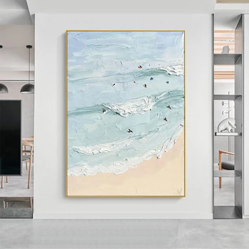 Абстрактная 3D картина ручной работы, Картина для пляжного отдыха, холст, Художественное оформление стен, Гостиная, Отель, Абстрактный пейзаж, живопись