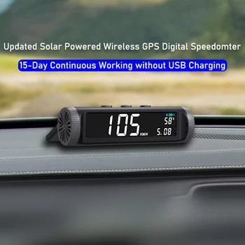 Автомобильный Беспроводной Автомобильный HUD на Солнечной Батарее, Цифровой GPS-Спидометр, Часы для вождения, Температурный Календарь, Многофункциональный