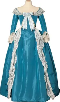 Бальное платье королевы Марии-Антуанетты, средневековое викторианское платье в стиле рококо, синее бальное платье принцессы, свадебное платье Гражданской войны, Платье Южной Красавицы
