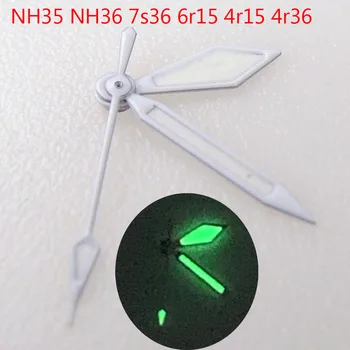 Белая Часовая стрелка для NH35 NH36 7s36 7s25 7s35 6r15 4r15 4r35 4r36 Светящиеся иглы для Деталей Часов SKX С широкой стрелкой