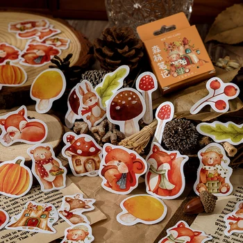 бесплатная доставка 56 коробок Кавайная милая белка мультфильм Осенние лесные животные Наклейки DIY Дневник Канцелярские Наклейки для детей