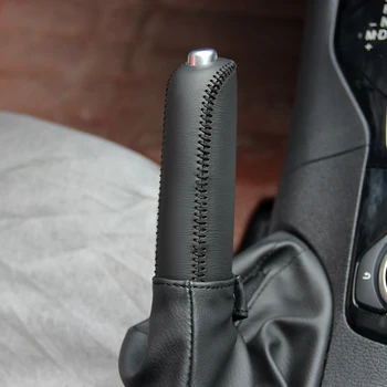 Верхний слой кожаного чехла для ручного тормоза для Mazda Axela, крышка ручного тормоза, верхняя крышка из натуральной кожи, ручной тормоз авто