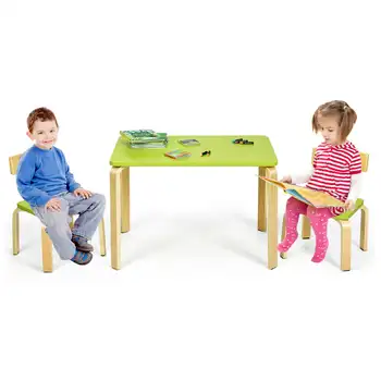 Детский деревянный стол из 3 предметов и стол для занятий творчеством для детей, комплект мебели из 2 стульев