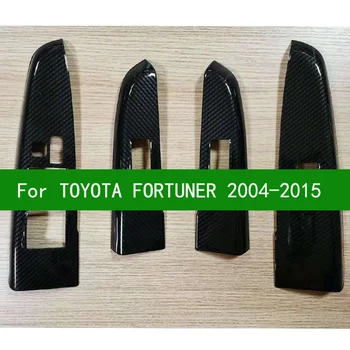 Для Toyota fortuner AN50 AN60 2004-2015 Переключатель стеклоподъемника с электроприводом, отделка стеклоподъемника, наклейка на внутреннюю дверь с рисунком из углеродного волокна