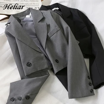 Женские куртки Heliar, японские винтажные костюмы JK с пуговицами, укороченные куртки для женщин, осенние костюмы 2021