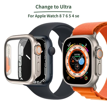 Замена на Ultra для корпуса Apple Watch из закаленного стекла 8 7 6 5 4 45 мм 44 мм 41 мм 40 мм Обновление внешнего вида до Ultra Аксессуары