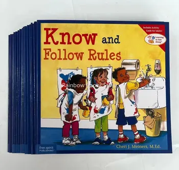Знай и следуй Правилам 15 Книг Учимся ладить с детьми, Обучающая Английская книга с картинками, Социальные навыки для детей 5-10 лет