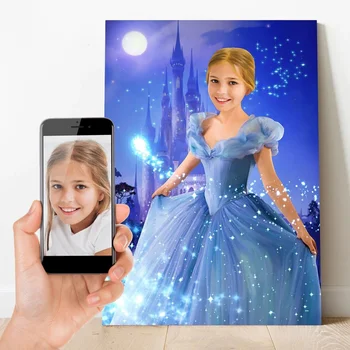 Картины с изображением Замороженной принцессы Диснея, Персонализированные Фото, Печать на холсте, Плакаты с изображением Белоснежки, Фотографии, Декор детской комнаты, Подарки