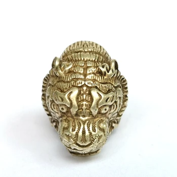 Кольцо со статуей головы тигра из китайского Тибетского Серебра с резьбой отличный подарок мужчине