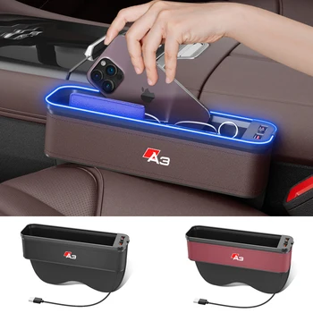 Коробка для хранения автокресел Gm с атмосферной подсветкой Для Audi A3, Органайзер для уборки, Аксессуары для зарядки через USB