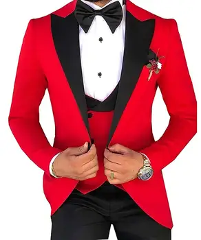 Костюмы для мужчин, сшитые на заказ Terno Slim Groom, Индивидуальный Свадебный мужской костюм Masculino (куртка + брюки + Жилет + галстук-бабочка), мужские 3 предмета