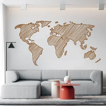Креативная ручная роспись в стиле эскиза карта мира школьный класс офис дом гостиная спальня виниловые наклейки в стиле арт-деко D2