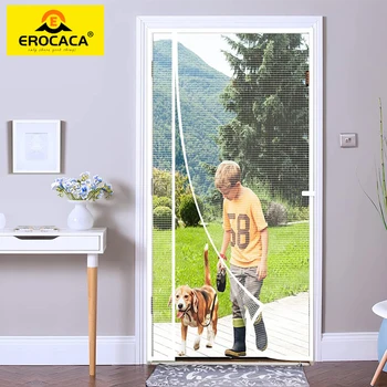 Магнитный дверной экран EROCACA, Москитная сетка Нестандартного размера, Летняя сетка от насекомых, Автоматическая закрывающаяся занавеска, применимая к стеклянной двери