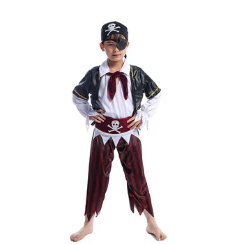 Мальчики Хэллоуин, Карнавальный Костюм Пирата, Ролевая игра для Косплея, Детское Нарядное праздничное платье с повязкой на глазу