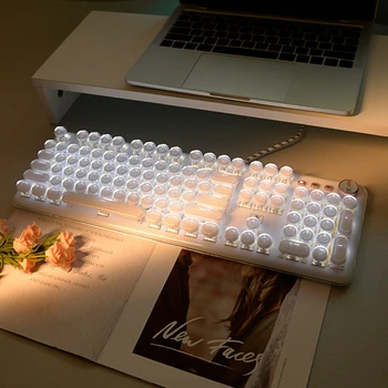 Механическая клавиатура Crystal Ice Cube, красивая Полностью прозрачная Проводная клавиатура в стиле панк, Офисная игра, Универсальная