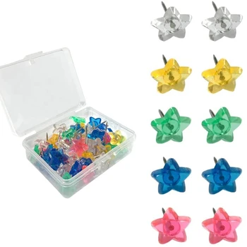 Набор из 30 Шт Разноцветных 3D-кнопок в форме Звезды, Запечатанных в Коробку для Стены из пробковой доски