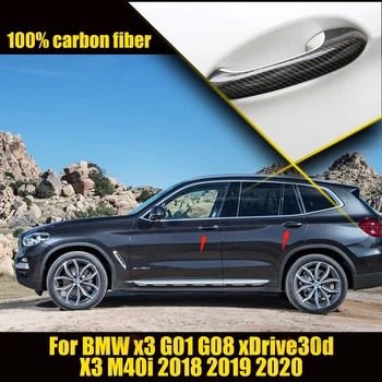 Накладка на Дверную Ручку Автомобиля из Настоящего Сухого Углеродного Волокна для BMW X3 G01 G08 xDrive30d X3 M40i 2018 2019 2020