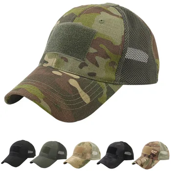 Новая камуфляжная бейсболка, Сетчатые рыболовные кепки, Мужские Уличные Охотничьи Военные Камуфляжные шляпы в джунглях, страйкбол, Тактическая походная кепка