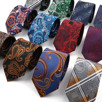 Новый дизайн, галстуки с узором Пейсли, высокое качество, модный 7 см, красно-синий Галстук Для мужчин, Свадебный, Рабочий, Тонкий, узкий воротник, Аксессуары для галстуков