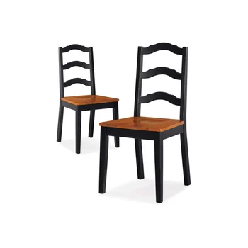 Обеденные стулья, набор из 2, черный и дубовый