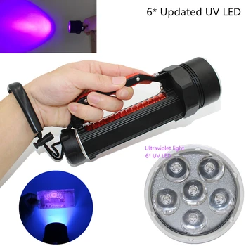 Обновленный ультрафиолетовый фонарик для дайвинга с ультрафиолетовым излучением 6 x UV LED Водонепроницаемый подводный фонарик для подводного плавания laterna search scorpion /янтарный