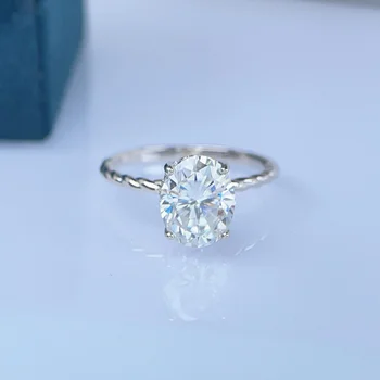 Овальное кольцо с муассанитом 3 карата, 8* 10 мм, бриллиант VVS Lab с сертификатом, изысканные ювелирные изделия для женщин, подарок для свадебной вечеринки, серебро 925 пробы