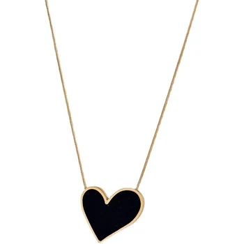 Ожерелье с подвеской в виде сердца из черной эмали, шарм из нержавеющей стали, любовный подарок для нее