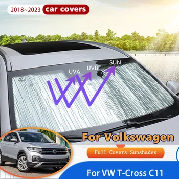 Полные чехлы Солнцезащитные Козырьки Для VW T-Cross Volkswagen Taigun 2018 ~ 2023 Автомобильные Аксессуары Солнцезащитные Ветровые Стекла Козырек Бокового окна