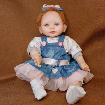 Реалистичная новорожденная кукла из Мохера с корнями 22 Дюйма 55 см, мягкая силиконовая виниловая реалистичная кукла Reborn Baby для девочек, Рождественский подарок