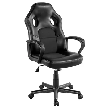 Регулируемое Поворотное игровое кресло из искусственной кожи, черные кресла muebles