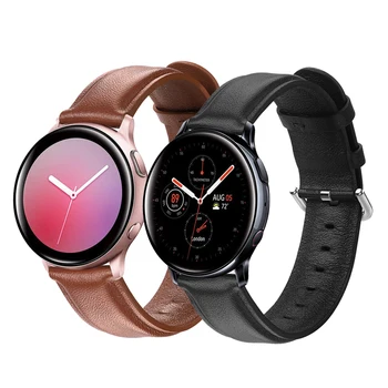 Ремешок из натуральной кожи для Samsung Galaxy Watch active 2 40 мм 44 мм Смарт-часы спортивный браслет для наручных часов Ремешок для часов 20 мм Аксессуары