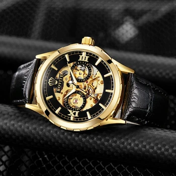Роскошные механические часы в стиле стимпанк, мужские спортивные Золотые Черные Золотые часы, Мужские Orologio, деловые мужские часы Hombre Relogio Masculino