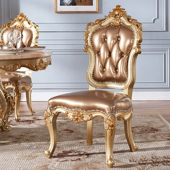 Роскошные современные стулья, обеденное дерево, кожа с золотыми подлокотниками, милое кресло в скандинавском стиле с поддержкой спины, Muebles De La Sala Мебель для дома
