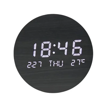 Светодиодные настенные часы, деревянные, показывающие время, дату, температуру, многофункциональный дисплей, бесшумные часы, Краткое описание спальни, настенные часы, Художественный декор стен