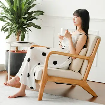 Скандинавский одноместный ленивый стул из цельного дерева, небольшой балконный стул, мебель для спальни, комнаты отдыха, диван-мебель