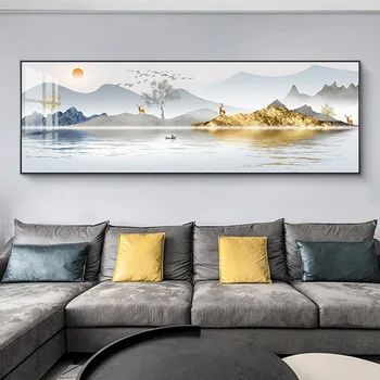 Современная Роскошная картина для Гостиной, Пейзажная картина с диваном на задней стене, висящая картина