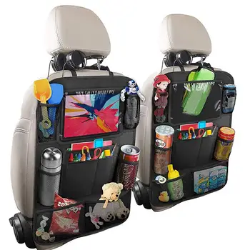 Сумка-органайзер для хранения на заднем сиденье автомобиля со складным настольным лотком, держателем планшета, коробкой для салфеток, Универсальная сумка-органайзер для автомобильных задних сидений