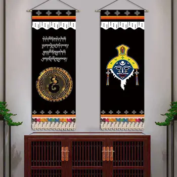 Тибетский Стиль Настенный Гобелен Прокрутки Картины Холст Тибет Спальня Настенный Художественный Плакат Этнические Домашние Декоративные Гобелены