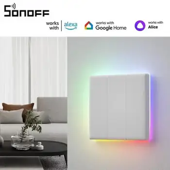 Умный настенный выключатель SONOFF TX Ultimate со светодиодной подсветкой Edge, полный сенсорный доступ, Мультисенсорное приложение eWeLink, Дистанционное управление через Alexa Google
